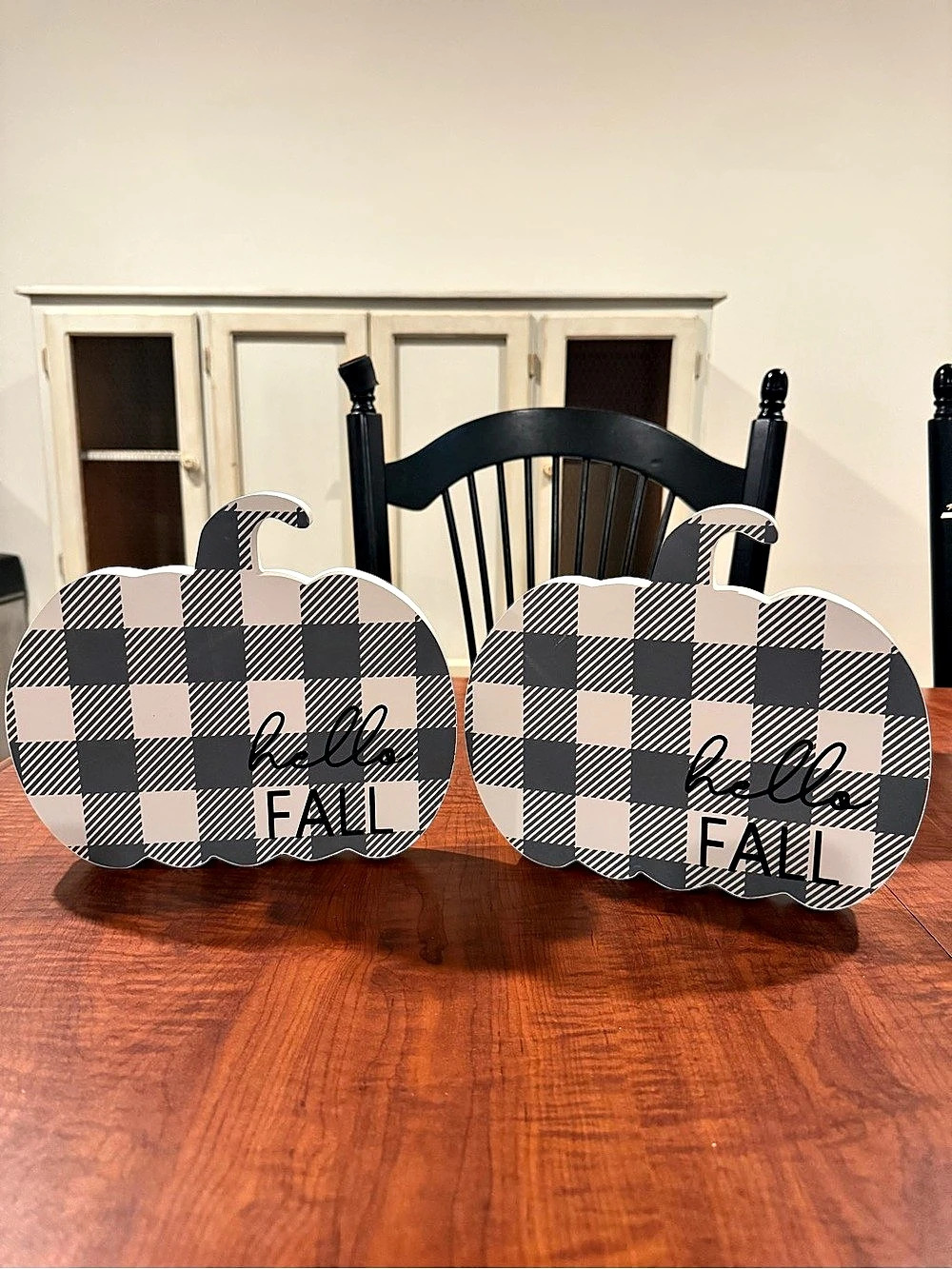 Black & White Plaid Fall Pumpkin Decor ( Set of 2)